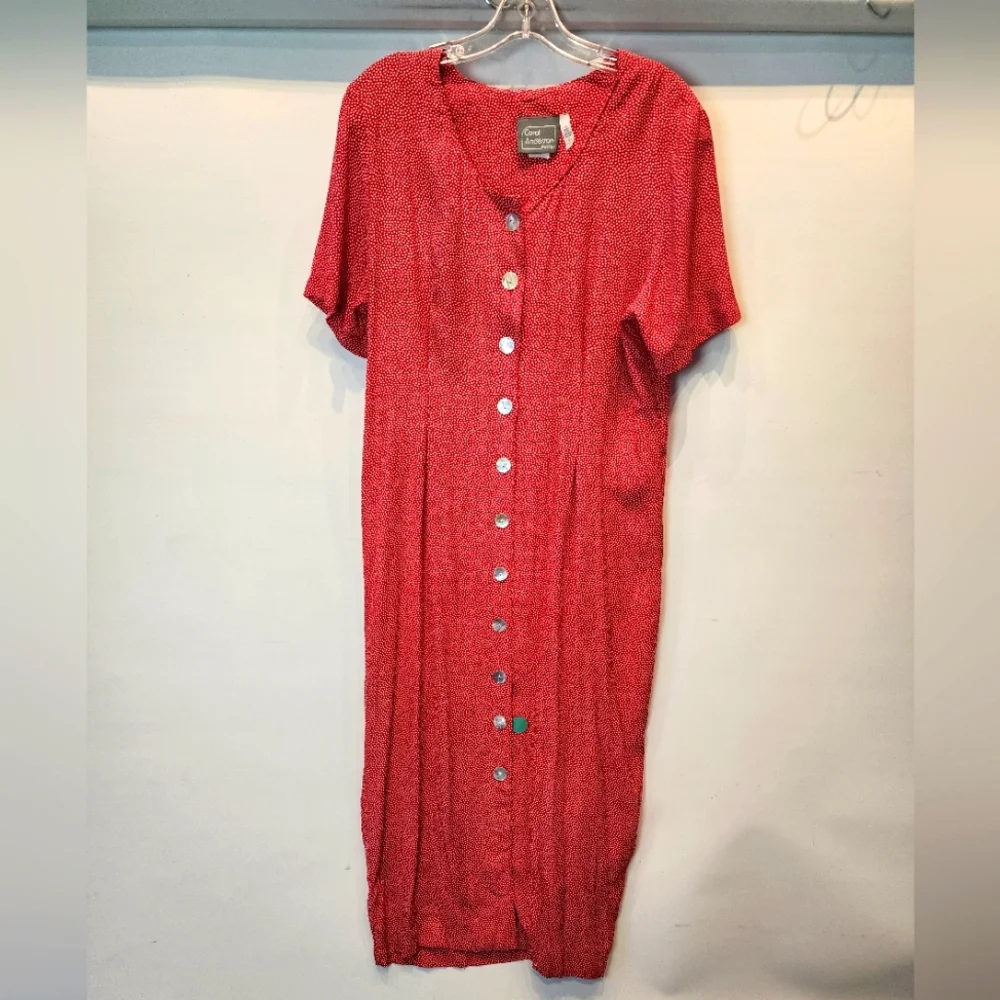 Vintage | Dresses | Vintage 9s Red Polka Dot Button Front Midi Dress  Cottagecore Indie Size M | Poshmark
